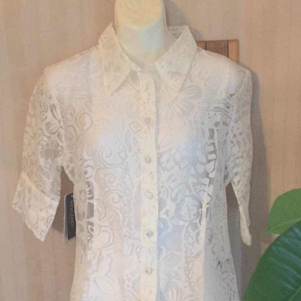 ⭐️⭐️2XHOST PICK⭐️⭐️Blouse collared short sleeve front button down - Picture 4 of 8